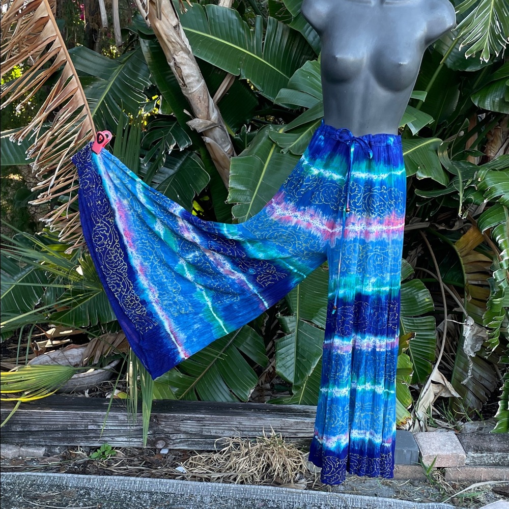 Sacred threads wide leg, tie-dye pants